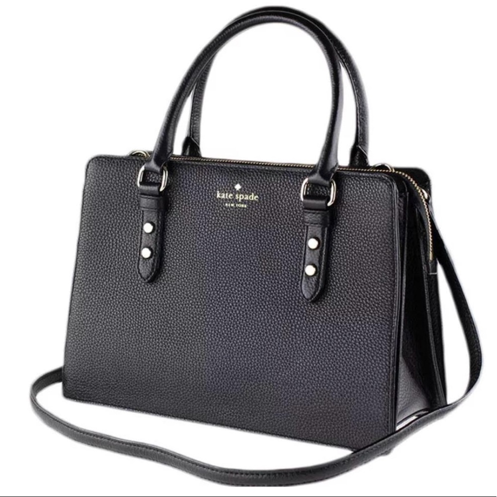 kate spade Black Pebbled Leather Structured Satchel